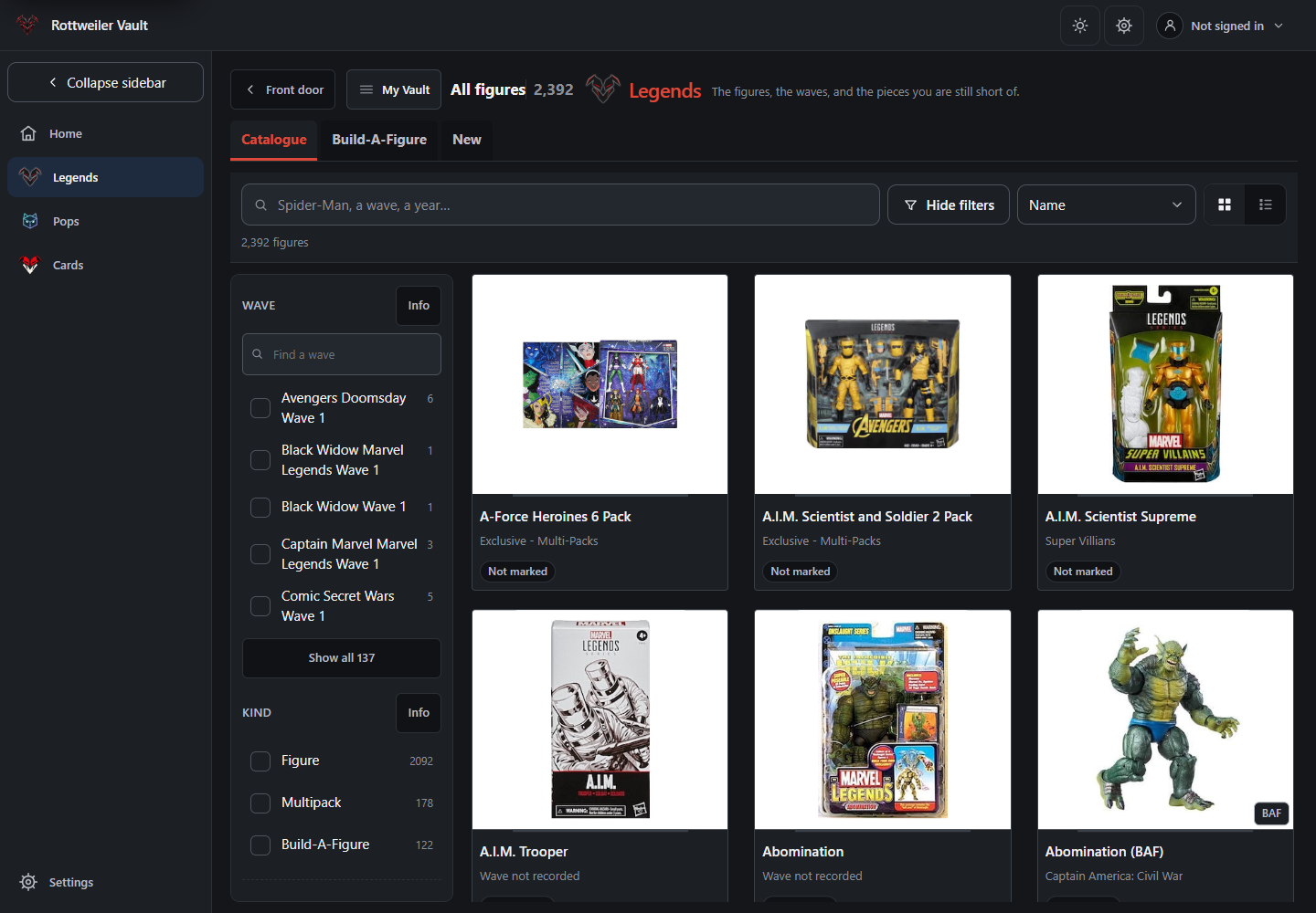 Legends collection view