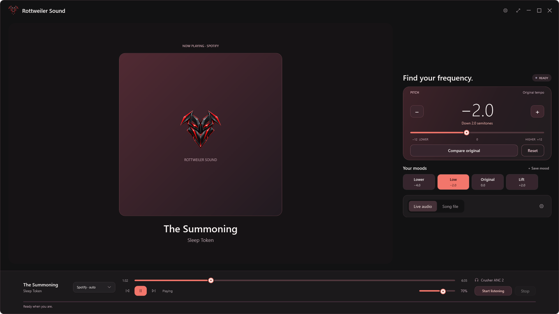 Rottweiler Sound music pitch controls